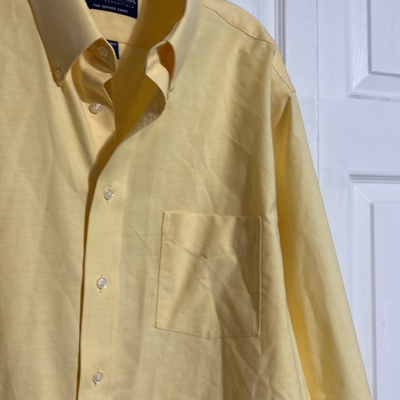 Mens Stafford yellow cotton blend button down shirt size 16 1/2 - Picture 6 of 14